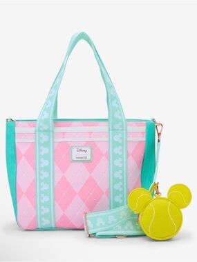 New Loungefly Disney Mickey Mouse Pastel Tennis Tote Bag